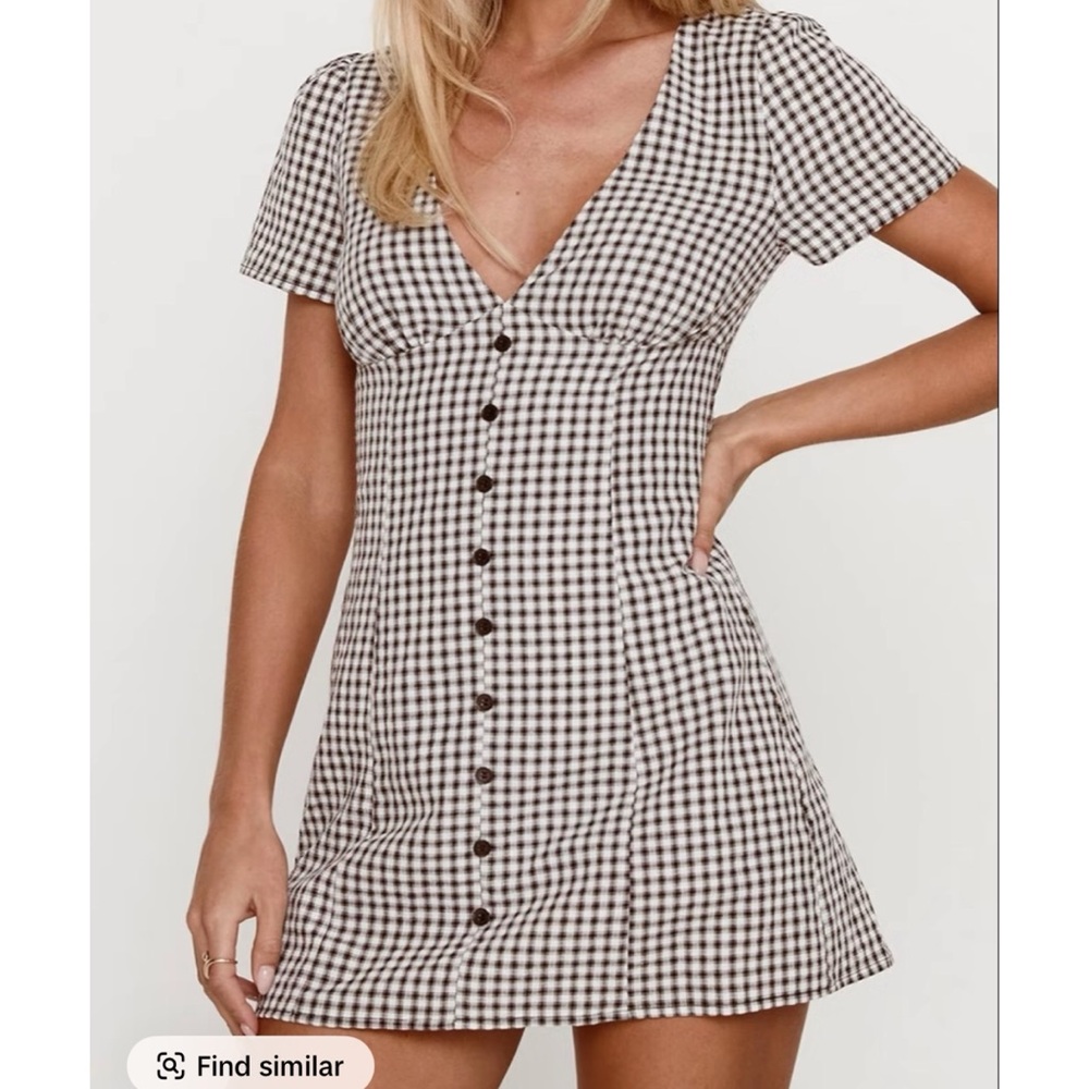 Plaid V-Neck Button-Down Short Sleeve Dress as seen on TIKTOK!